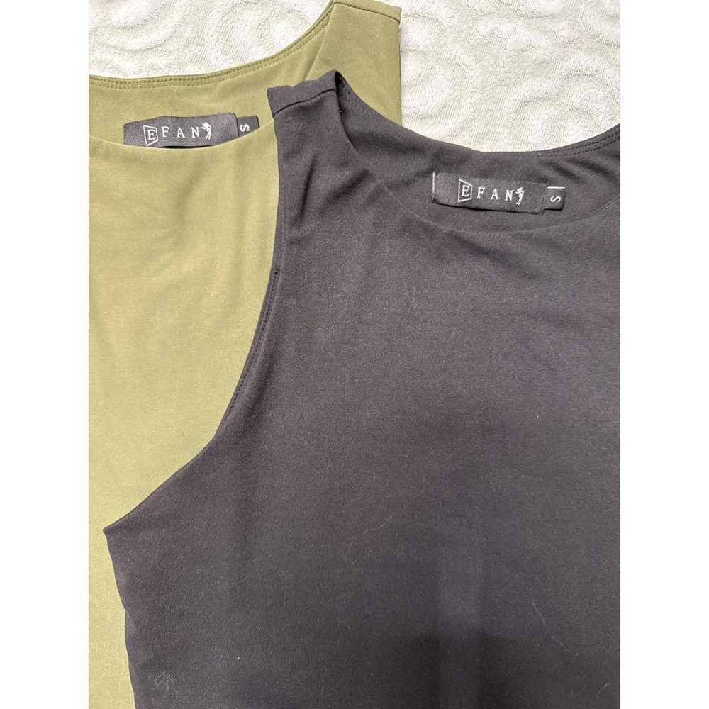 EFAN Womens‎ High Neck Tank Top 2 Pack Black Olive Green WQ003 Size S